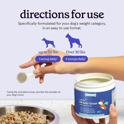 Premium 12-in-1 Multivitamin Powder for Dogs Food Topper – Daily Scoop Multivitamin Dog Supplement for Joints, Digestion, Skin, Heart & Immunity – Probiotics, Collagen, Glucosamine, Mushrooms–7.3oz