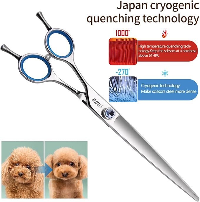 Straight Left Handed Dog Grooming Scissors 7.0'' Professional Dog Shears for Grooming for Pet Cat Japan 440C Dog Scissors for Small Dogs Super Sharp (7.0'' Straight)