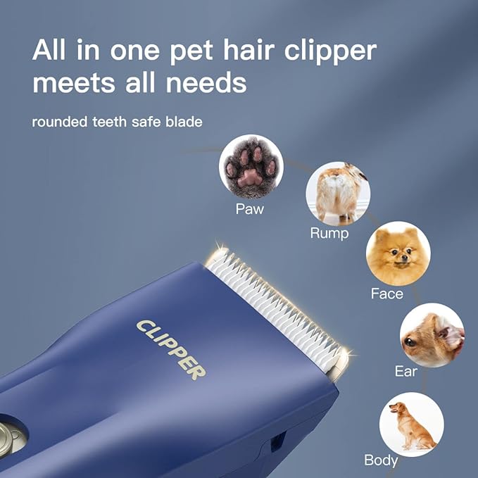 Grimgrow Dog Grooming Kit Clipper for Thick Coat Low Noise Cordless Cat Hair Trimmer Rechargeable Shaver Pet Grooming Tools for Small and Large Animals