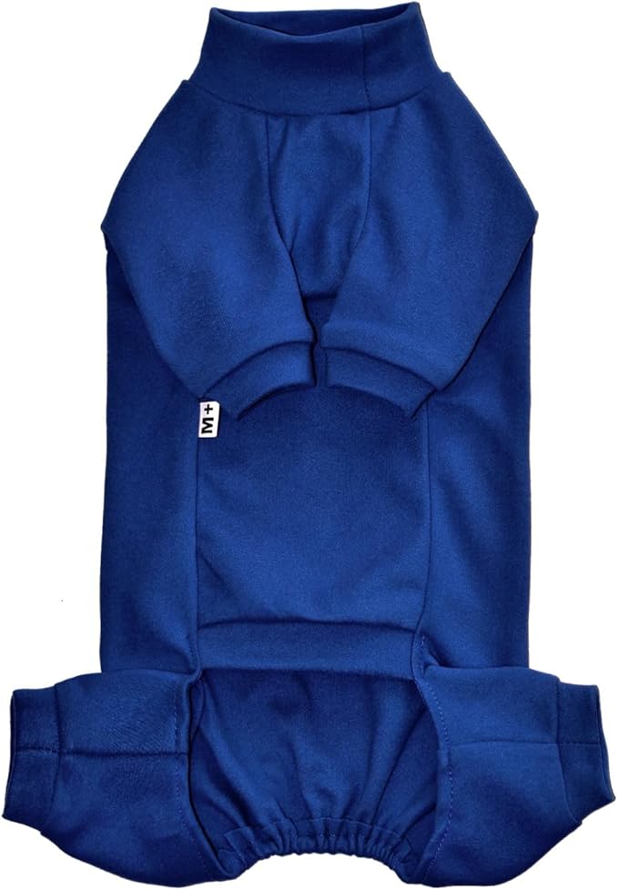 Sphynx Cat Four Leg Warm Fleece Pajamas Elastic Pet Clothes for Hairless Cats Surgery Recovery Suit for Sphynx, Devon, Cornish (Blue, L (8.8-11 lbs))