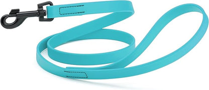 Dogline Biothane Waterproof Dog Leash Strong Coated Nylon Webbing with Black Hardware Odor-Proof Easy to Clean High Performance for Small or Large Dogs Made in USA 4 or 6 ft Lead, Sky Blue