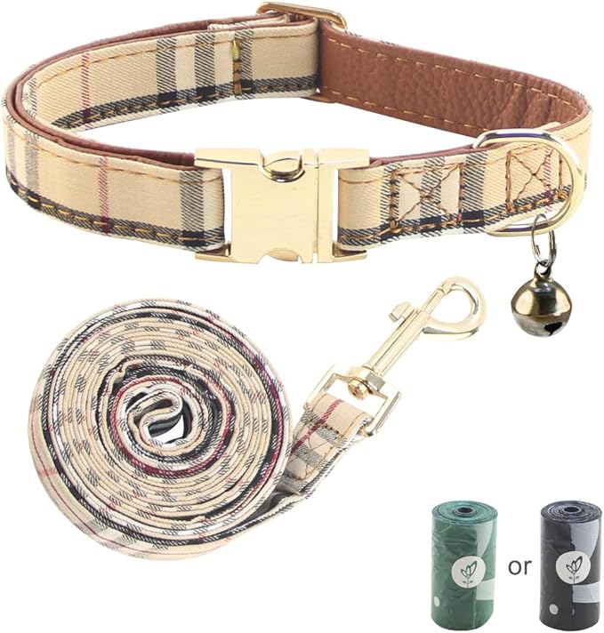 Yizepet Dog Collar and Leash- Adjustable pet Collar for Dogs with Metal Buckle Collar, Stylish Pattern for Small Medium or Large Boy and Girl Dog and Cat