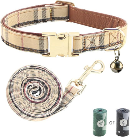 Yizepet Dog Collar and Leash- Adjustable pet Collar for Dogs with Metal Buckle Collar, Stylish Pattern for Small Medium or Large Boy and Girl Dog and Cat
