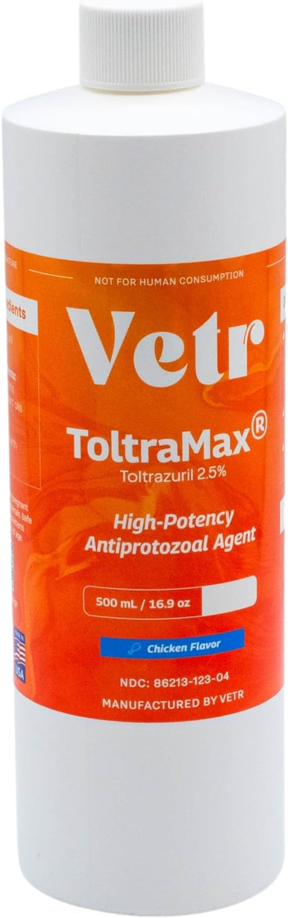 ToltraMax Toltrazuril 2.5% for Horses, Dogs, Cats, 500mL/16.9 Ounce, for Non-Food Chain Animals, Chicken