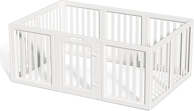 LoveTail Dog Playpen,Clear Dog Pen, Acrylic Dog Pen，Easy to Install and Remove Dog Play Pen and Kennel Playpen, Suitable for Dogs, Cats,Dog Playpen Indoor (White, 23.6" Height, 10PCS)