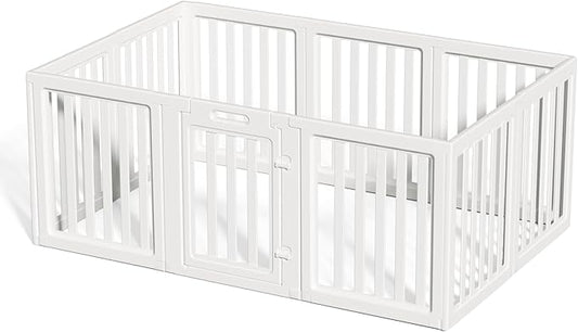 LoveTail Dog Playpen,Clear Dog Pen, Acrylic Dog Pen，Easy to Install and Remove Dog Play Pen and Kennel Playpen, Suitable for Dogs, Cats,Dog Playpen Indoor (White, 23.6" Height, 10PCS)