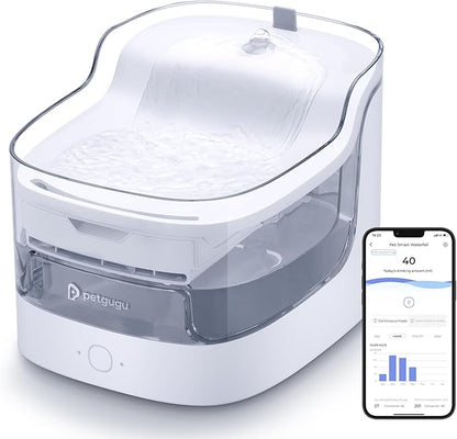 Petgugu PF1 2L Cat Water Fountain Smart App Control 8 Layers Filtration Automatic Water Dispenser for Cats Dogs Pet Water Fountain Wireless Pump Pet Health Manager 2.4G WiFi