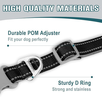 Dog Collar for Medium Small Large Dogs Reflective with Leash,Collar and Leash for Dogs,Soft Neoprene Padded 2 Pack(Black,L)