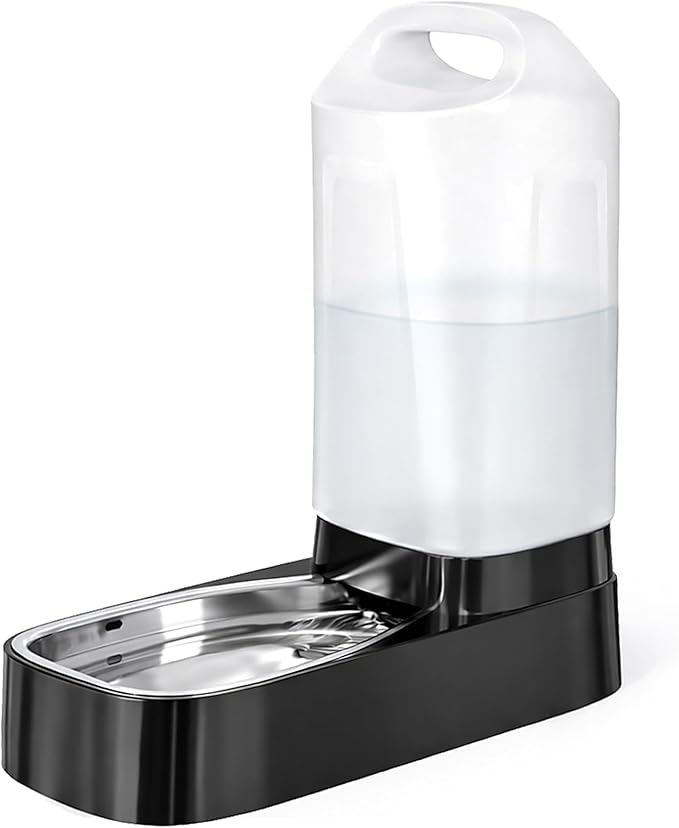 Automatic Dog Water Bowl Dispenser - 2.4 Gallon Gravity Pet Water Dispenser with 304 Stainless Steel Bowl, Dog Auto Feeders Bowls Self Waterer, Easy-Carry Handle for Large Dogs & Cats, Multi-Pet Home