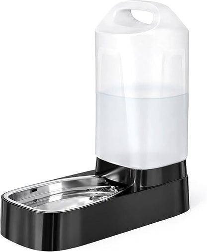 Automatic Dog Water Bowl Dispenser - 2.4 Gallon Gravity Pet Water Dispenser with 304 Stainless Steel Bowl, Dog Auto Feeders Bowls Self Waterer, Easy-Carry Handle for Large Dogs & Cats, Multi-Pet Home