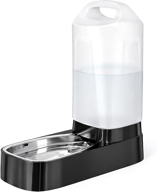 Automatic Dog Water Bowl Dispenser - 2.4 Gallon Gravity Pet Water Dispenser with 304 Stainless Steel Bowl, Dog Auto Feeders Bowls Self Waterer, Easy-Carry Handle for Large Dogs & Cats, Multi-Pet Home