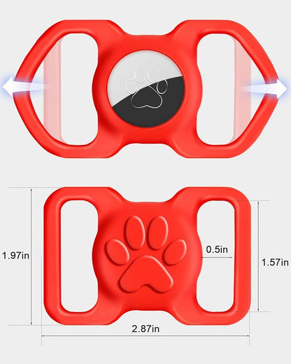 Dynmeow Dog Cat Collar Holder Compatible with Airtag, Anti-Lost Silcione Holder for 1.2 and 1.5 inch Wide Collar, Red, L(1 Pack)