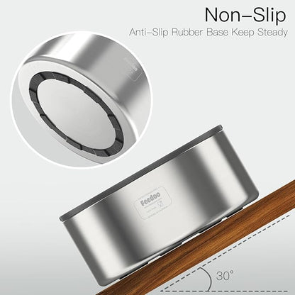 Feedoo 1Gallon No Spill Water Bowl for Dogs, Double-Wall Stainless Steel with Splash-Proof Paws Lid and Floating Disk, Non-Slip Base, Easy to Clean Slow Water Feeder for Large Medium Dogs