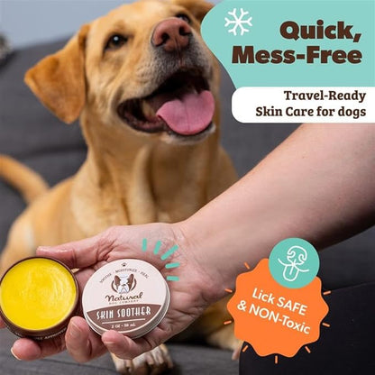 Natural Dog Company Skin Soother Balm for Dogs – Dog Skin Balm for Dry Winter Skin, Seasonal Sensitivity & Environmental Stress, Dog Moisturizer with Coconut Oil, Calendula & Vitamin E, 1 oz Tin