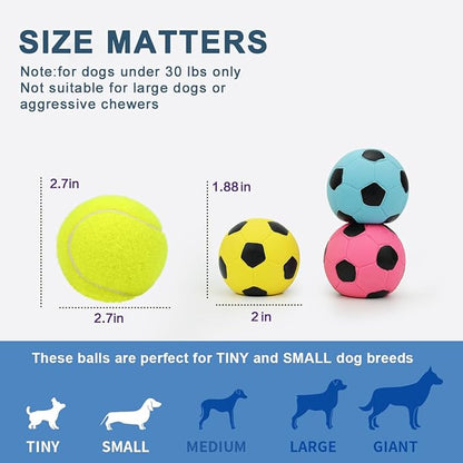 Pawdoer Squeaky Dog Ball, Soft Latex Rubber Squeaky Dog Toys for Small Dogs Puppies, Cute Bounce Squeak Toys Play Fetch Soccer Ball