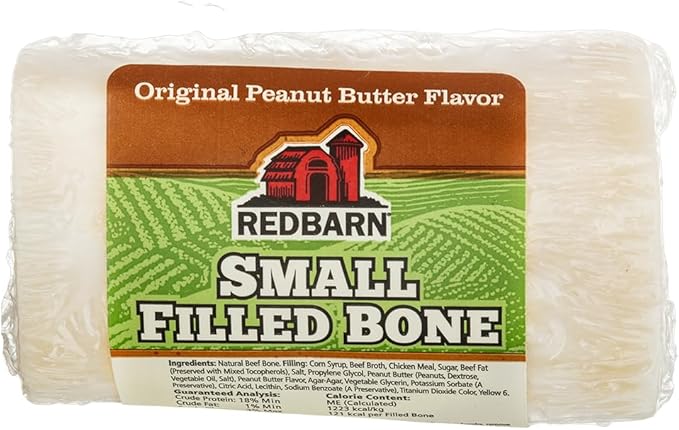 Redbarn Pet Products Small Filled Dog Bones, Peanut Butter Flavor - Long Lasting Stuffed Femur Chew Treat Made in USA for Aggressive Chewers - Case of 20 Bones