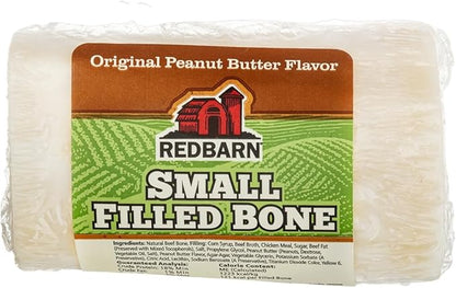 Redbarn Pet Products Small Filled Dog Bones, Peanut Butter Flavor - Long Lasting Stuffed Femur Chew Treat Made in USA for Aggressive Chewers - Case of 20 Bones