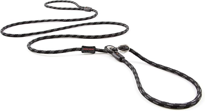 EzyDog Luca Slip Lead Dual Function Heavy Duty Rope Leash for Dogs That Pull Slip Leash & Gentle Lead Head Halter, Small (5.5ft x .23', Black)