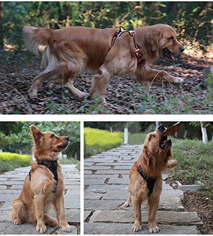 JUXZH Truelove No Pull Dog Harness with Easy Control Handle and 2 Leash Attachments ,Reflective Adjustable Pet Vest
