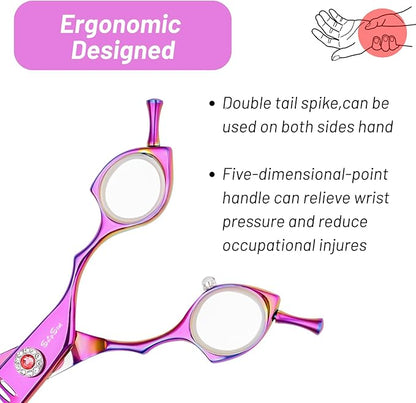 7.5in 25 Degree Curved Thinning Shears, VG10 Steel Sharp Dog Grooming Scissors Chunker, 35 Teeth Professional Pet Curved Blender, High-end Dog Trimming Scissors for Groomer or Home, 65% Thinning Rate