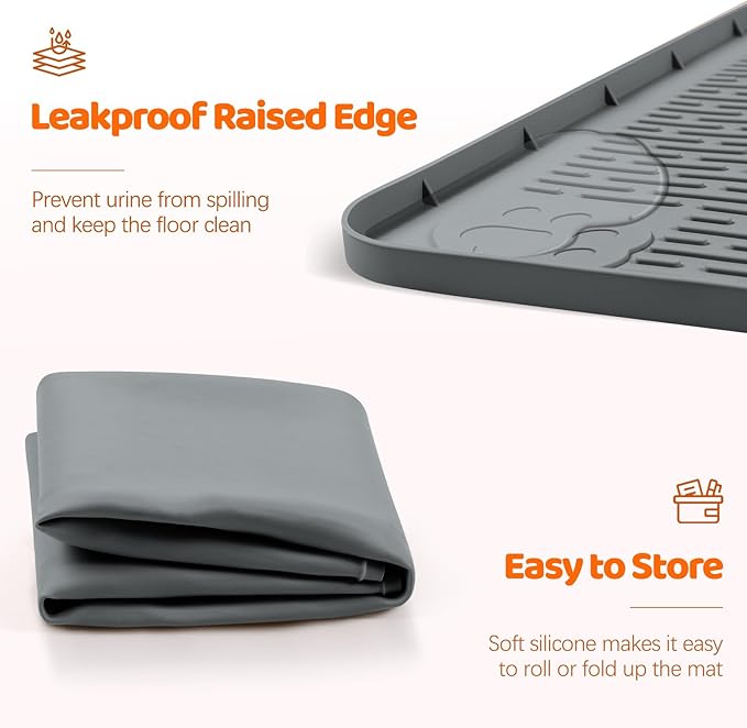 Pee Pads for Dogs, 40" x 28" Extra Large Reusable Silicone Mat, Washable Puppy Training Pads for Potty Training, Non-Slip, Leak-Proof, Indoor Floor Protection (Dark Grey)