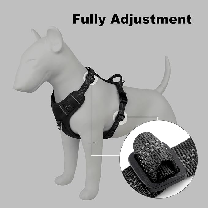Plutus Pet No Pull Dog Harness, Reflective Adjustable Dog Vest Harness with Handle, Escape Proof, Soft Padded for Small Medium Large Dogs (Black, L)