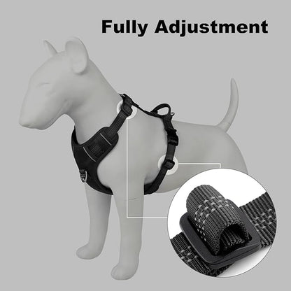 Plutus Pet No Pull Dog Harness, Reflective Adjustable Dog Vest Harness with Handle, Escape Proof, Soft Padded for Small Medium Large Dogs (Black, L)
