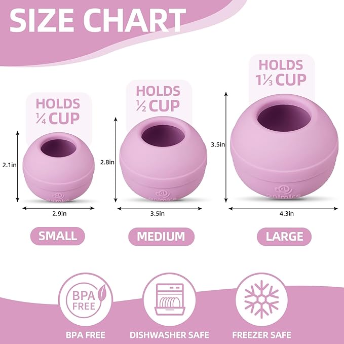 Long-Lasting Interactive Dog Lick Toy, Stuffable Dog Enrichment to Keep Dogs Busy, Wobbly Treat Dispensing Freezable Chew Toys, Food-Grade Safe (Pastel Purple,M)