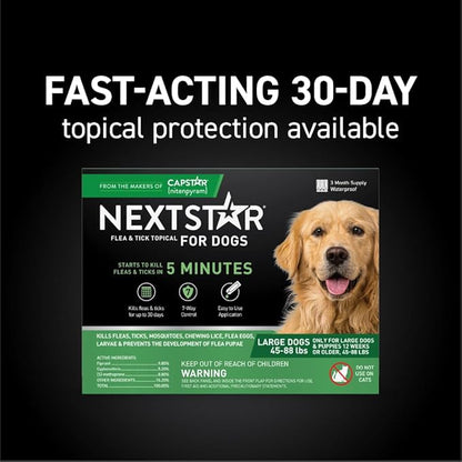NEXTSTAR Flea and Tick Prevention for Dogs, Repellent & Control, Fast Acting Waterproof Topical Drops, Flea and Tick Prevention for Large Dogs, 6 Monthly Doses