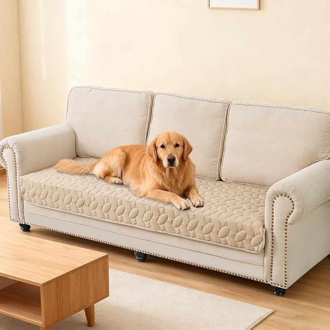 Ameritex Pet Bed Cover Dog Bed Blanket for Sofa and Furniture Waterproof New Pattern Design (30x70 Inch, Beige)