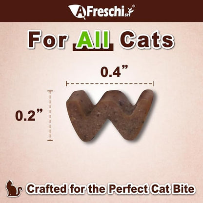 A Freschi srl Healthy Cats Treats, Snacks for Indoor Cats, Omega 3 for Skin and Coat, Training Treats with High Protein, All Natural, Grain Free, Turkey & Chicken & Mackerel, W Shape, 6 oz