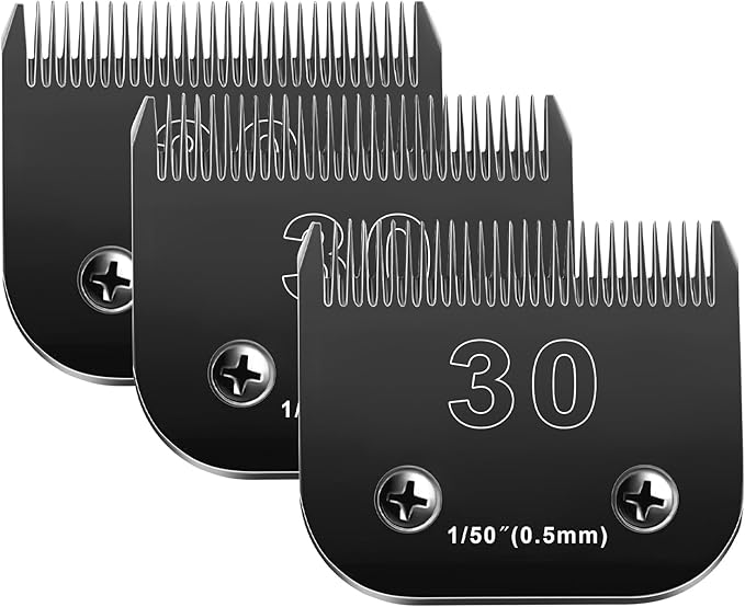 Audoc 30 Blades Dog Grooming Blades Compatible with Andis/Oster A5/Wahl KM-10 Series Dog Clippers,Detachable Clipper Replacement Blade,Black,(30#/3PC)