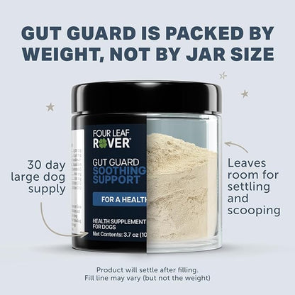 Four Leaf Rover Gut Guard - Dog Probiotics, Prebiotics, and Organic Herbs for Gut Health and Immune Support - Veterinarian Formulated - 30 Day Large Dog Supply