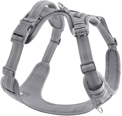 Paawpal Adjustable Dog Harness - No Pull, Reflective, Soft Padded for Small, Medium, Large Dogs - Includes Leash Silver XL