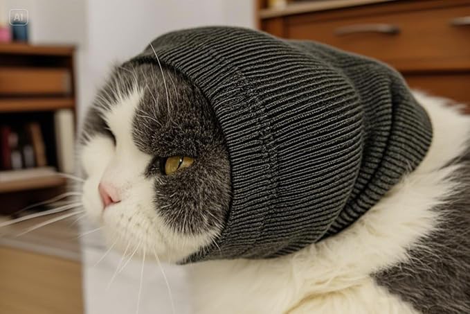 FDANDADE Cat Hematoma Ear Wrap, Pinpoint Mesh Anxiety Relief, Cat Bath Accessories for pet Grooming & Force Drying (Grey S)
