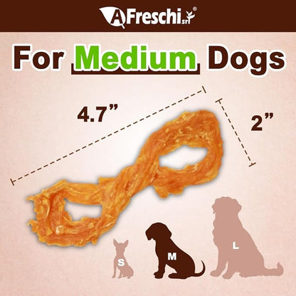 A Freschi srl Turkey Tendons for Dogs, USA-Sourced, Healthy Dog Treats, Rawhide-Free Puppy Chews, Long Lasting, All Natural, Hypoallergenic Dog Treats for Medium Breeds, 3 Count Pack Rope (M)