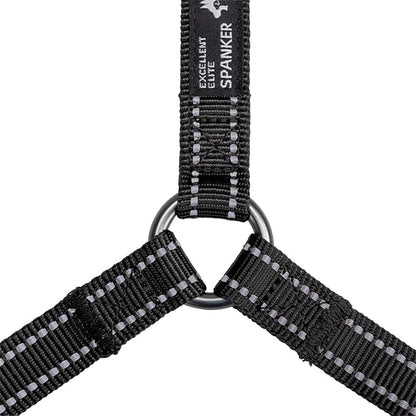 EXCELLENT ELITE SPANKER No Pull Dog Harness Reflective Nylon Vest L-Shaped Adjustable Easy Pet Harness for Small Medium Large Breeds Dogs Walking Training Black Red(Black-XL)