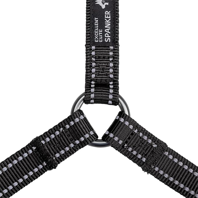 EXCELLENT ELITE SPANKER No Pull Dog Harness Reflective Nylon Vest L-Shaped Adjustable Easy Pet Harness for Small Medium Large Breeds Dogs Walking Training Black Red(Black-L)