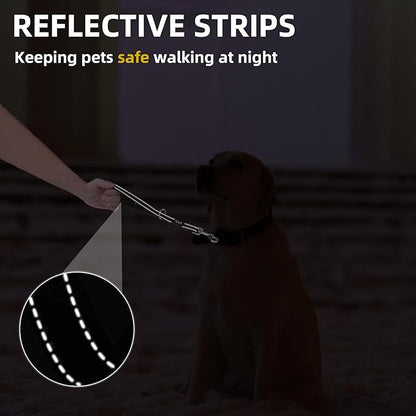 PUPTECK Reflective Dog Leash with Comfortable Padded Handle Durable Nylon Dog Lead for Small Medium and Large Dogs Cats Walking Running Training Outside, Black