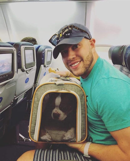 Mr. Peanut's Expandable Airline Approved Soft Sided Pet Carrier, Luxury Travel Tote with Premium Auto Self Locking Zippers, Plush Faux Fleece Bedding with Sturdy Plywood Base, 18LX10.5WX11 H