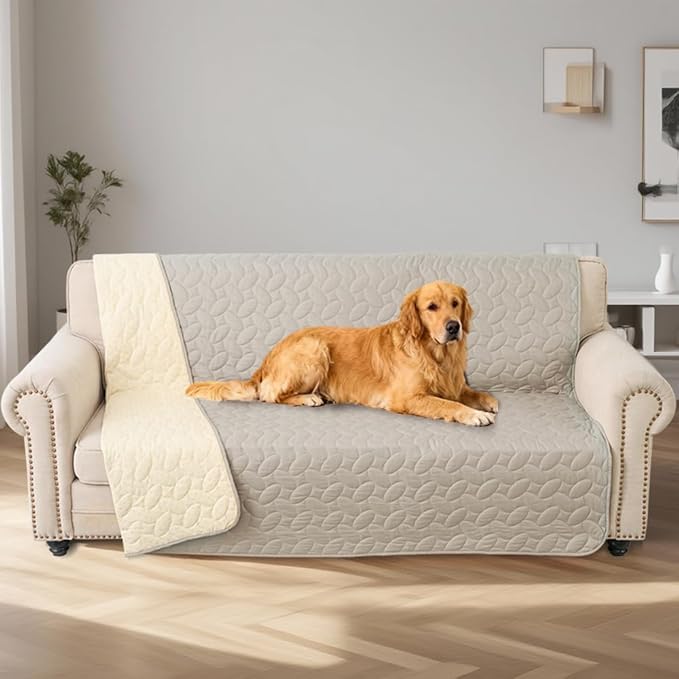 Ameritex Waterproof Pet Bed Cover Anti-Slip Dog Bed Blanket for Sofa and Furniture Waterproof New Pattern Design (Khaki, 40x50 Inch (Pack of 1))