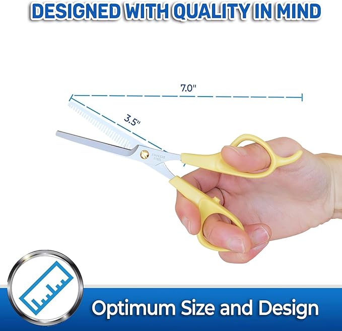 PET MAGASIN Professional Dog Grooming Scissors Set - Curved Thinning Shears for Dogs, Pet Hair Cutting Tools with Safety Tips for Small & Large Breeds, Grooming Kit for Home