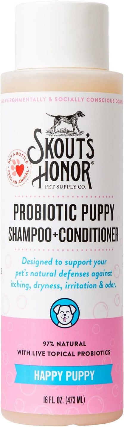 Skout’s Honor Probiotic Natural Dog Shampoo and Conditioner with Avocado Oil & Omega-3s, Gentle Puppy Shampoo, Hydrating Dog Conditioner, 97% Natural, Paraben & Sulfate-Free, Cruelty-Free, 16 oz
