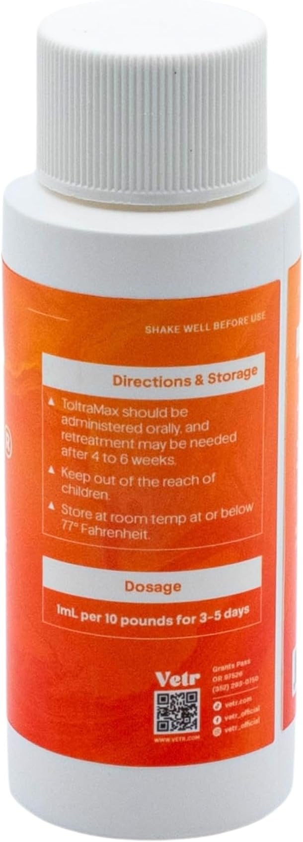 ToltraMax Toltrazuril 10.0% for Horses, Dogs, Cats, 60mL/2 Ounce, for Non-Food Chain Animals, Chicken