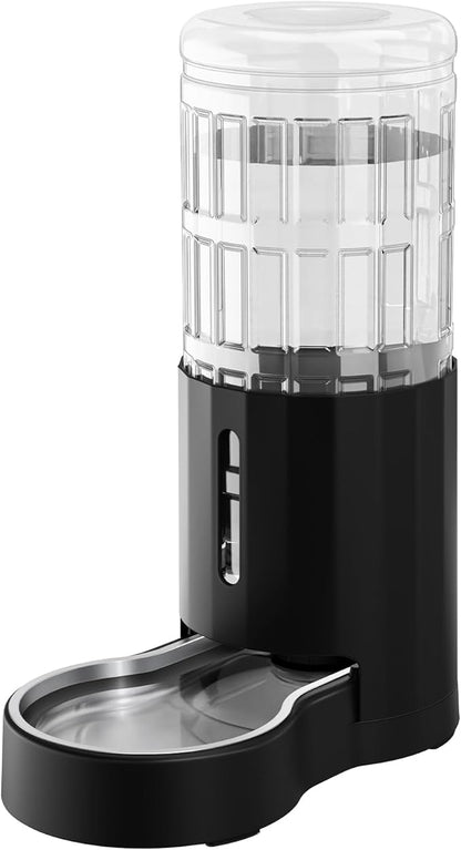 CZPET 2.5 Gallon Dog Water Bowl Dispenser, Automatic Dog and Cat Water Dispenser with Stainless Steel Bowl, Gravity Waterer, Large Capacity, and Quiet Drinking Area for Pets (9.5L,Black)
