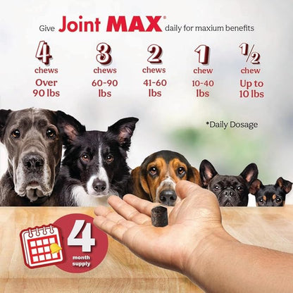 Joint MAX TS Joint Supplement Vet Formulated Pain & Inflammation Relief Treats Hip Dysplasia & Arthritis.Glucosamine, Chondroitin, Turmeric, MSM, HA, Creatine, Omega 3 EPA+DHA. All Dogs 240 Soft Chews