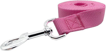 Nylon Dog Training Leash, Traction Rope, 4Ft /5 Foot /6 Feet Long, 3/4 Inch 1 Inch Wide, for Small and Medium Dogs (5/8'' x 6 FT, Pink)