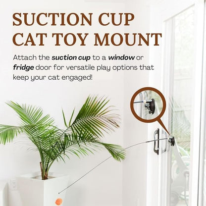 GADGETSOLOGY Cat Toys Set Cat Fishing Pole Retractable Wand Suction Cup & Hanging Teaser Wand for Indoor Cats & Kittens Feather Attachments Ribbon
