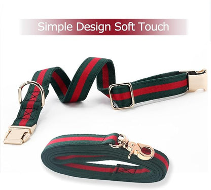 Stylish and Elegant Dog Collar,Adjustable Metal Belt Buckle, Durable High Density Fabric for Comfortable Pet Dog Collar and Dog Leash Set Packing for Big Dogs