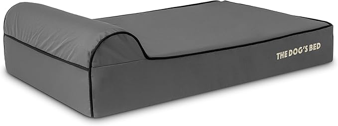 The Dog’s Bed Orthopedic Headrest Dog Bed Large Grey/Black, Memory Foam, Pain Relief: Arthritis, Hip & Elbow Dysplasia, Post Surgery, Lameness, Waterproof Washable Cover, Veterinary Approved